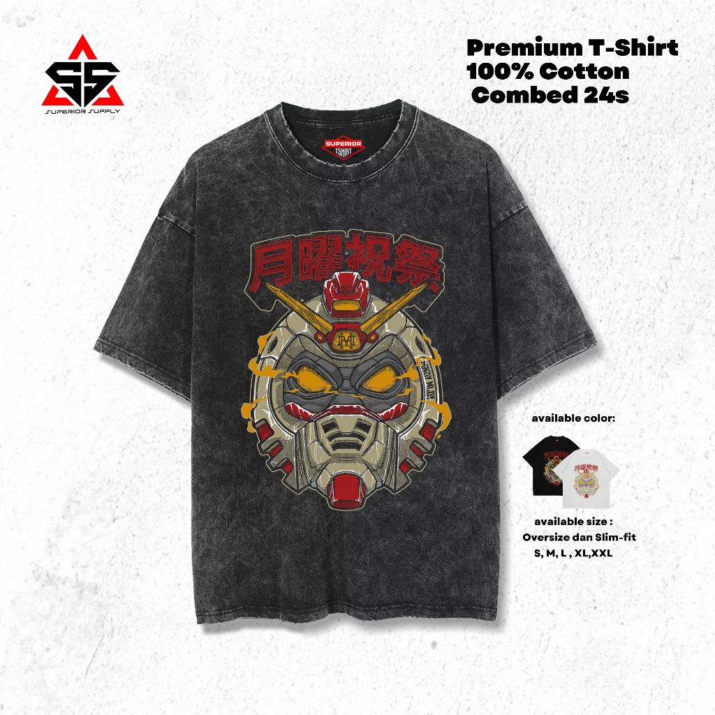 SUPERIOR Kaos Gundam Oversized washed tshirt Oversize slimfit sandwash GDM-29