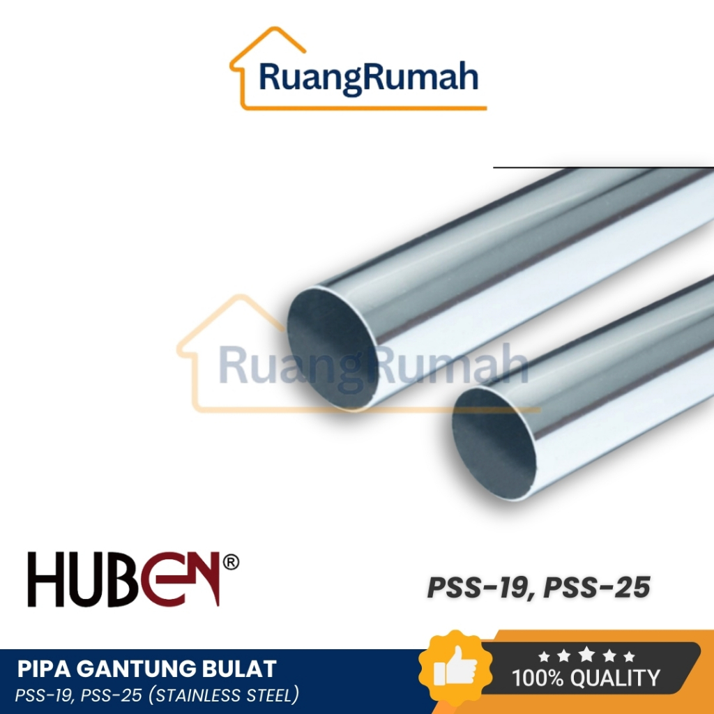 PSS-19 & PSS-25 HUBEN Pipa Bulat Stainless Steel 19mm 25mm Pipa Gantungan Baju
