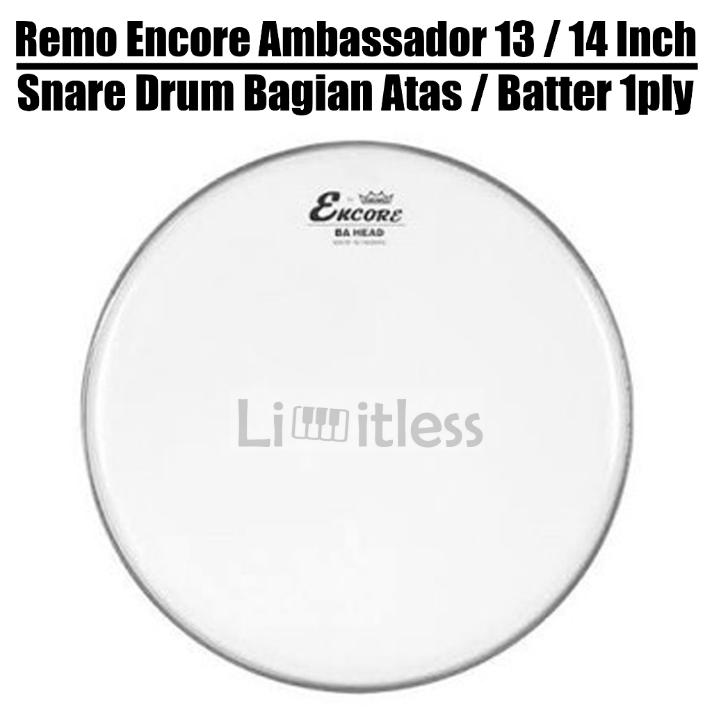 Remo Encore Ambassador 13 / 14 Inch Coated Head Drum Snare Bagian Atas / Batter Original