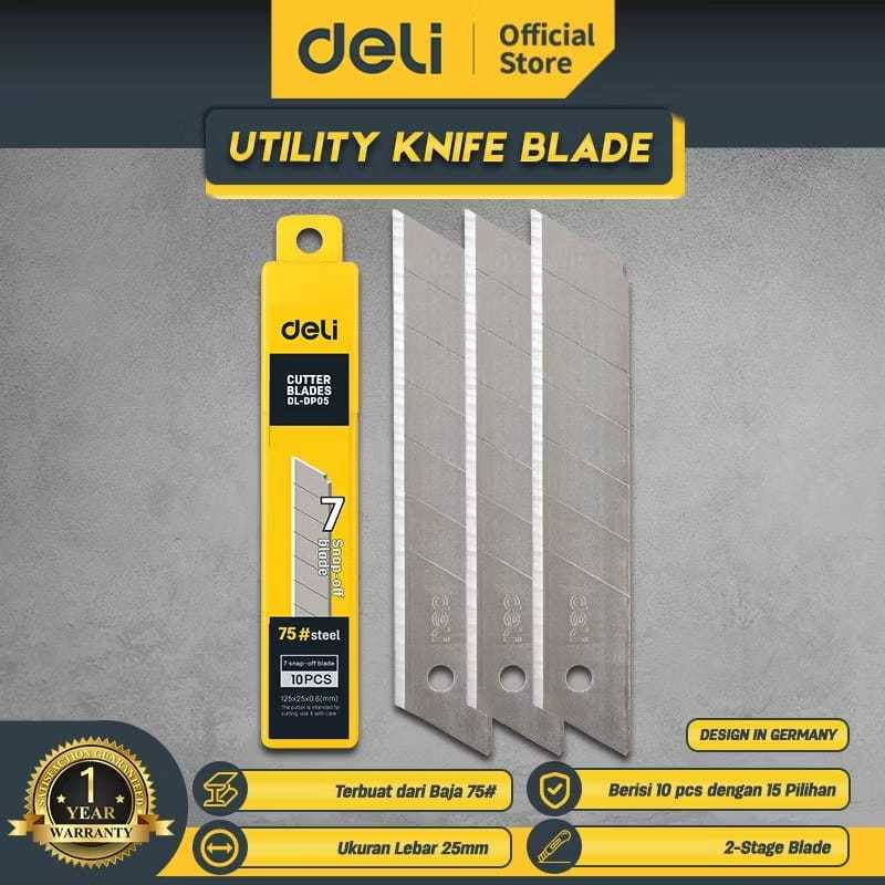 

Deli isi Ulang Cutter 10pcs (Utility Knife Blade) 18mm/25mm EDL-DPXX