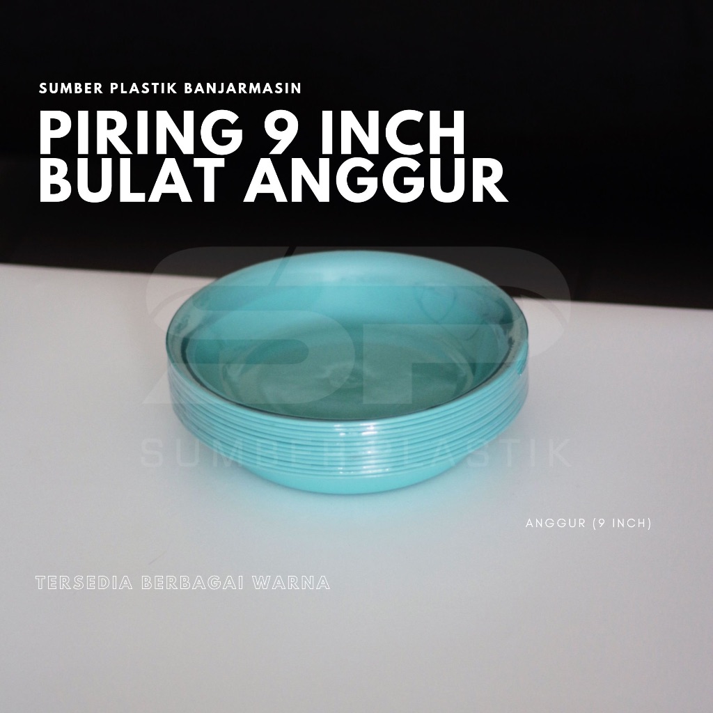 Anggur Piring 9 Bulat 1 Lusin Isi 12 Pcs Wadah Makanan Nasi Makan Besar Serbaguna Plastik Warna (Lus