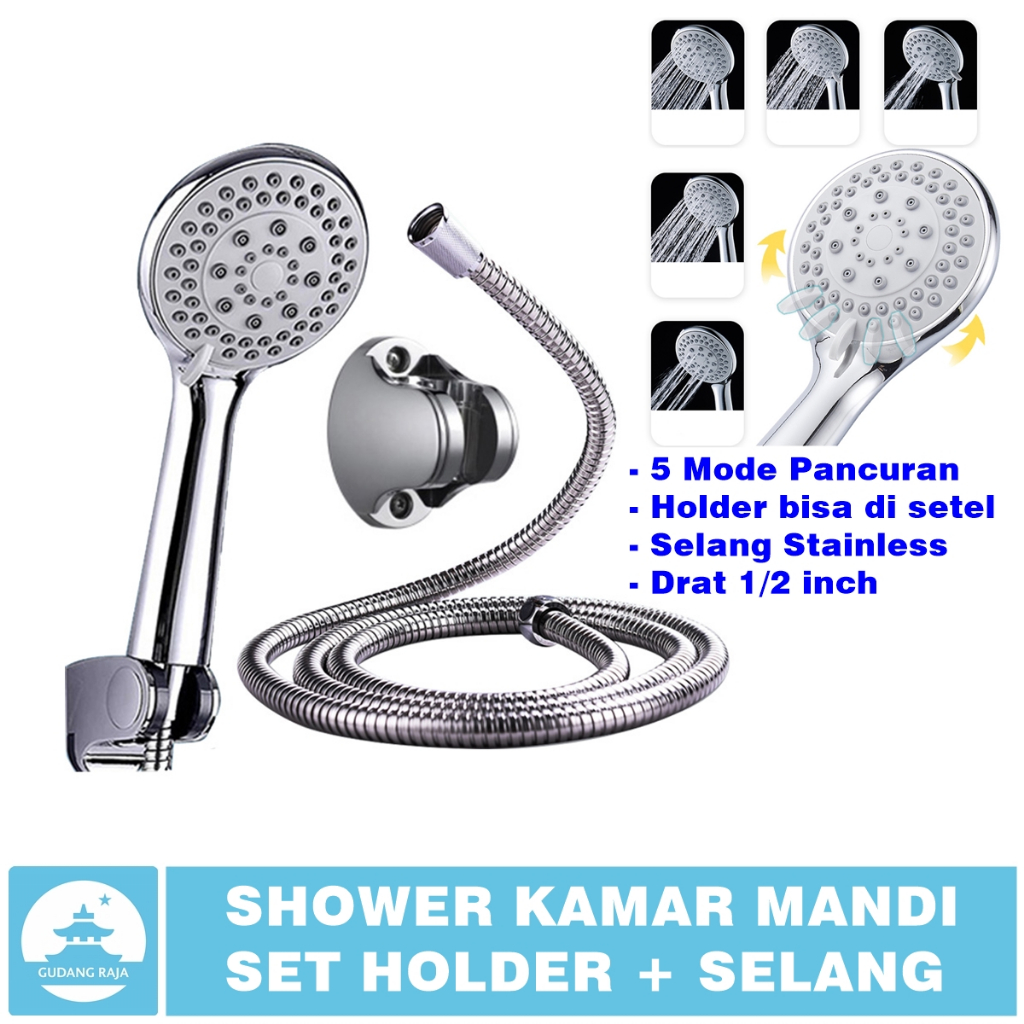 Shower Kamar Mandi Satu Set Hand Shower Stenlis Stainless Kran Keran Head Shower