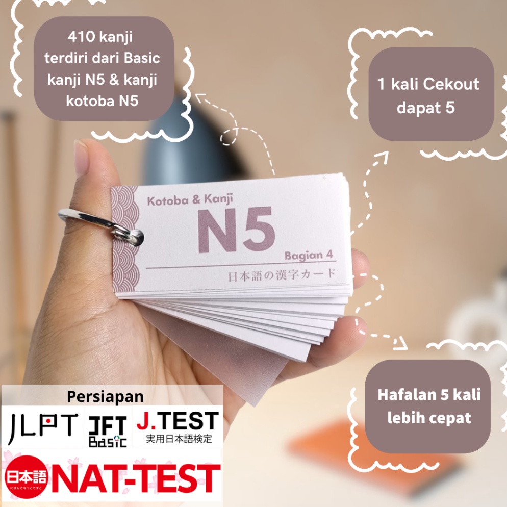 

KODE H25E 41 Kanji FLASH CARD KANJI KOTOBA N5