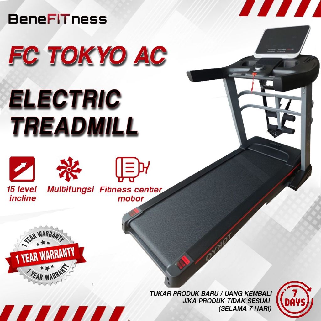 Treadmill Elektrik Lipat FC Tokyo  - Alat Fitnes Portable, Low Watt, Murah & Praktis untuk Olahraga