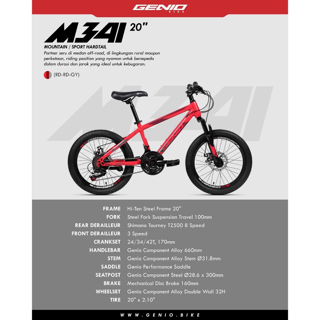 SEPEDA GUNUNG MTB GENIO M 341 342 20 24 INCH 24 SPEED BY UNITED