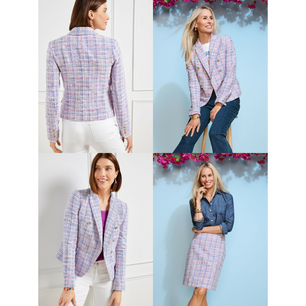 Talbots Tweed Plaid Blazer & Skirt Set - 5986