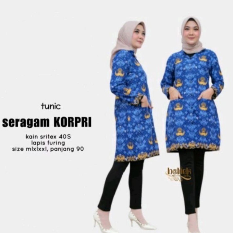 KODE D43H Seragam tunik korpri wanita terbaru 223 lapis furing baju korpri wanita Terbaru tunik korp