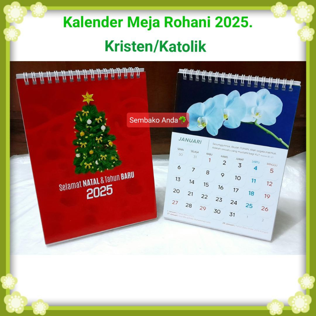 

Kalender Meja Tahun 2025. Dengan Ayat Alkitab Rohani Kristen / Katolik.