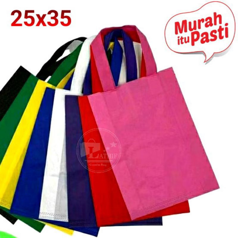 

( 12 PCS ) Tas Spunbond 25x35 Goodie Bag murah Harga (Per Lusin)
