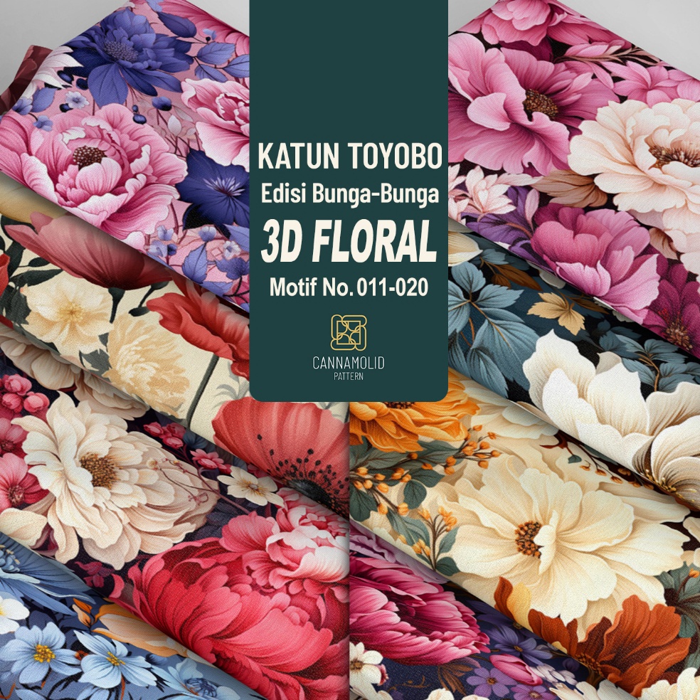 KODE Y43T Kain Katun Toyobo Printing Motif BUNGA 3D Besar  Lebar 145cm  3D FLORAL 112