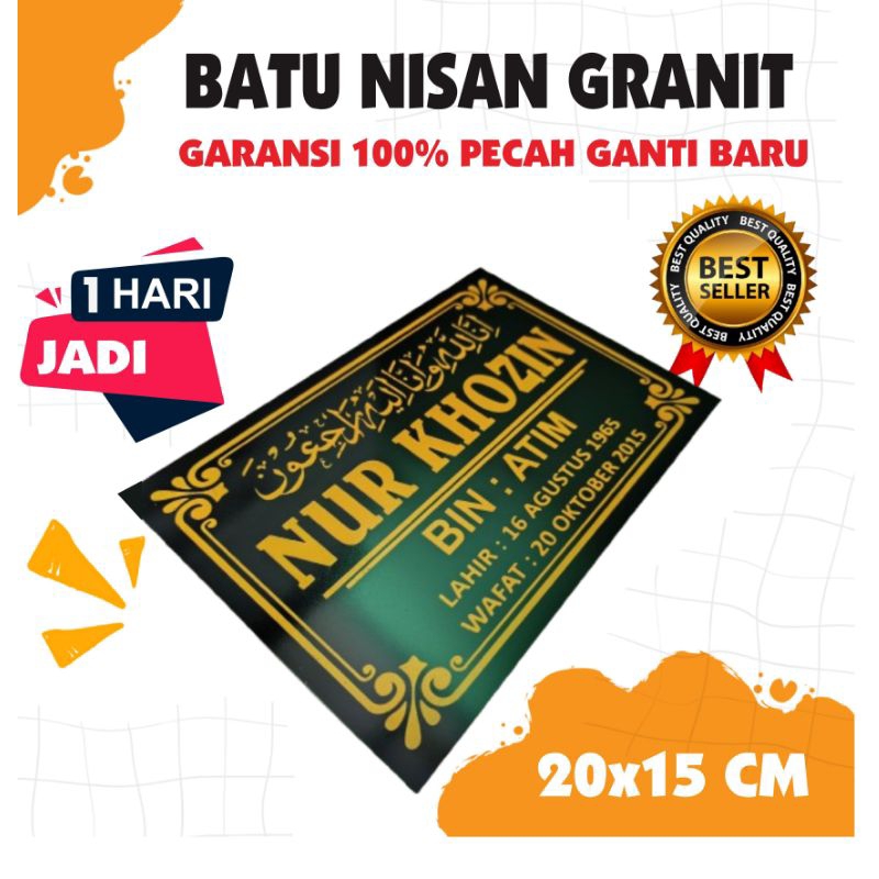 BATU NISAN GRANIT 20X15 CM /NISAN BAYI/NAMA MAKAM MURAH BERKUALITAS