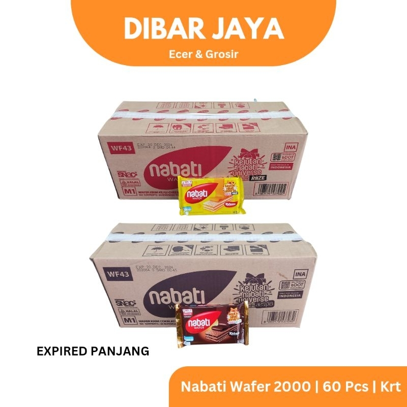 

NABATI WAFER KARTON/DUS ISI 60PCS WAFER NABATI KEMASAN 2000AN