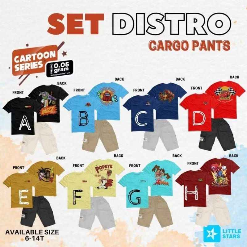SET DISTRO CARGO PANTS BY LITTLE STARS