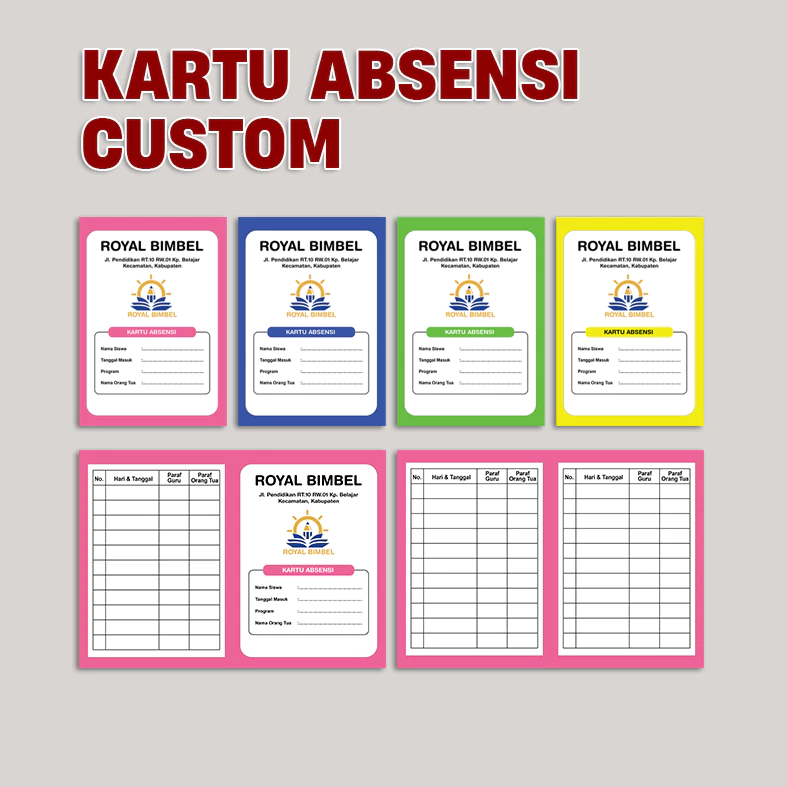 

Kartu Absensi Custom / Kartu Absensi Bimbel Les