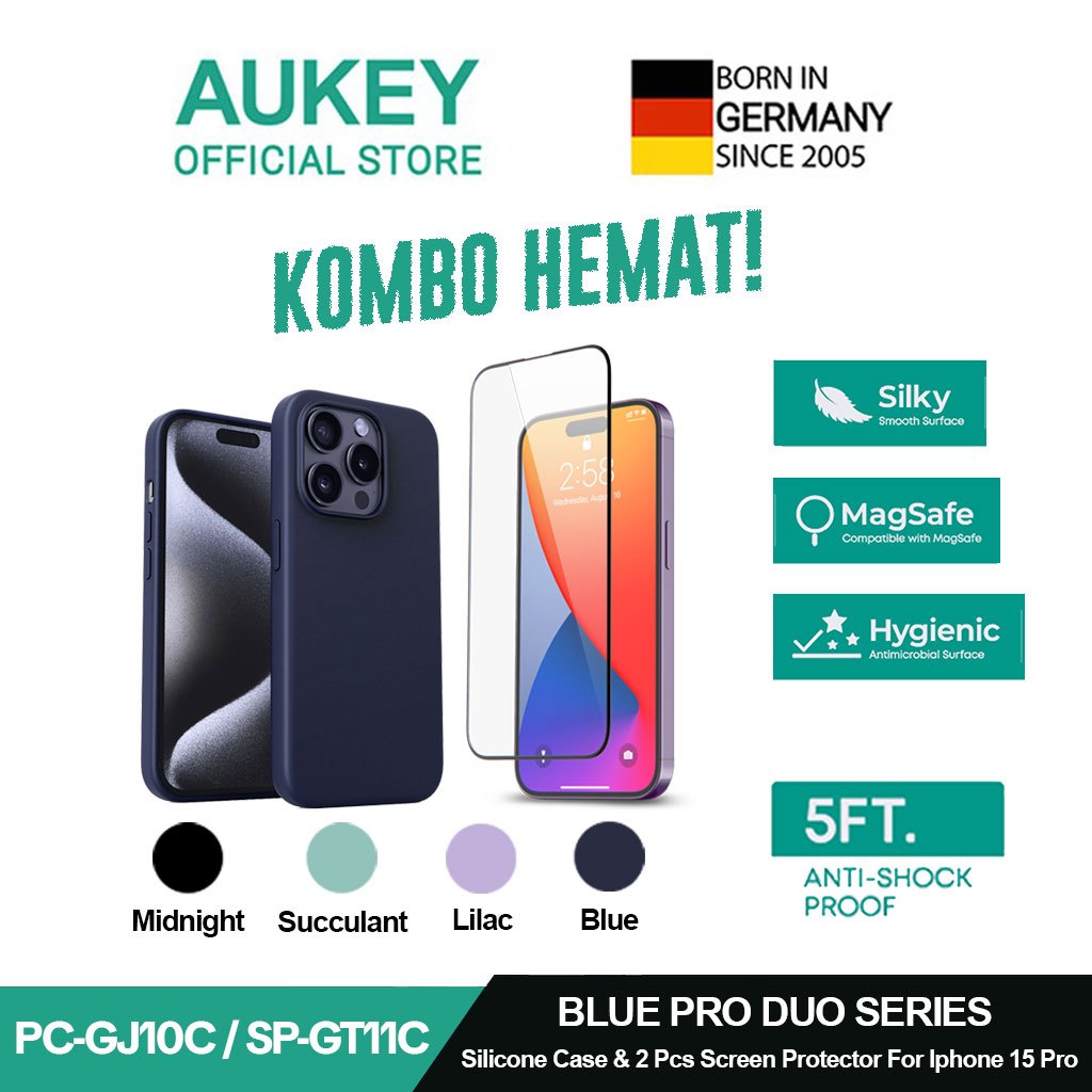 AUKEY iPhone 15 Pro Premium Silicone Case PC-GJ10C with MagSafe