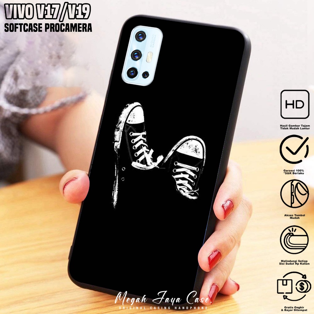 Softcase Hp VIVO V17 / VIVO V19 - Case Hp VIVO V19 / VIVO V17 Motif BLCK - Softcase Pro Camera - Sil