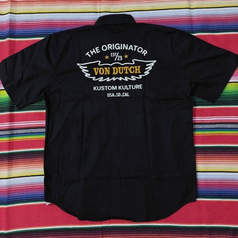 WORKSHIRT - VON DUTCH - XL - HITAM - ORIGINAL