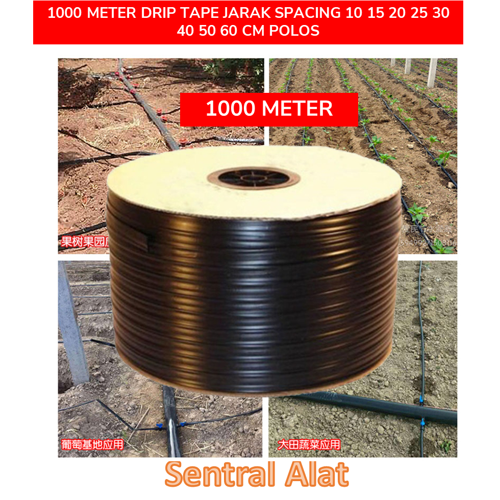 1000 Meter Selang Pipih Tetes Drip Tape Tebal 0,2 mm (200 Micron), diameter 16 mm (1/2in), Spacing J