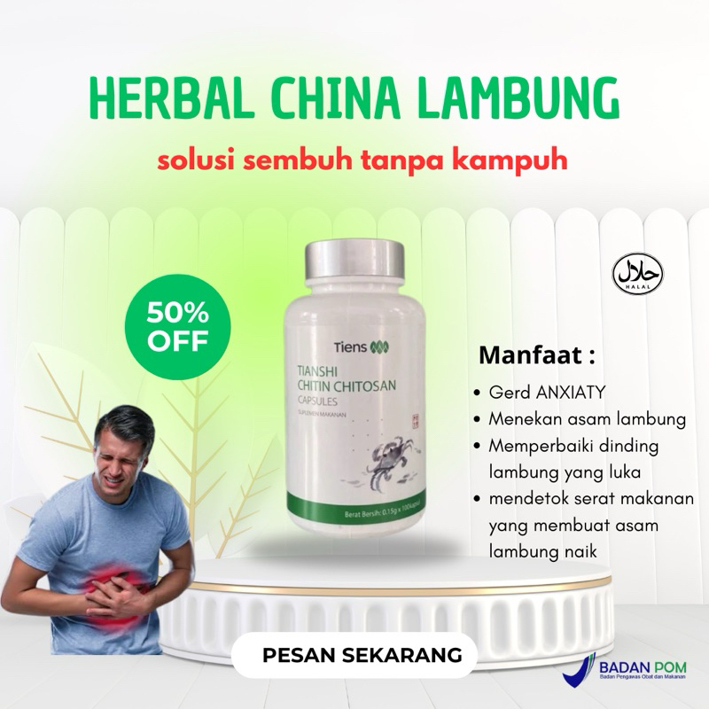 OBAT ASAM LAMBUNG HERBAL CHINA CHITIN CHITOSAN TIENS || HERBAL CHINA ASAM LAMBUNG