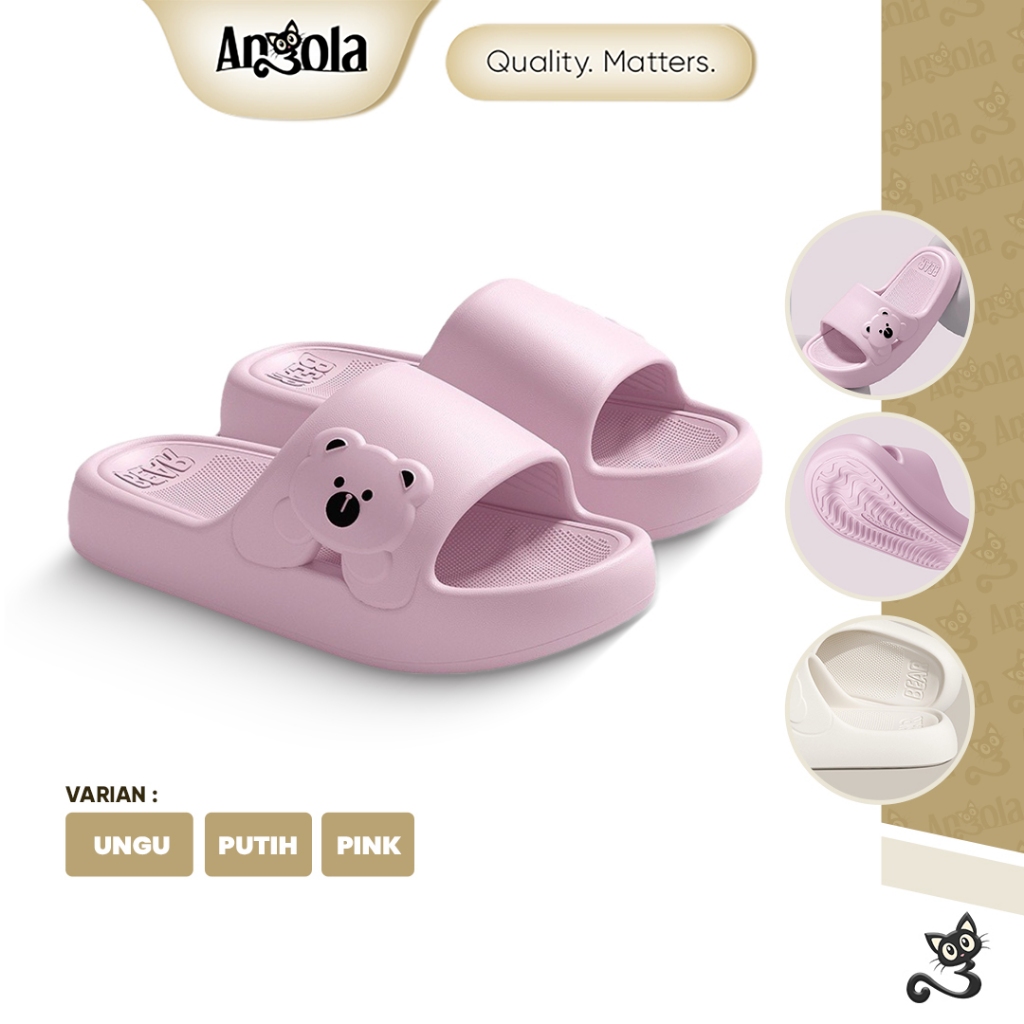 ANGOLA Sendal Rumah Karet Wanita H20 Sandal Bear/Sendal Santai Anti Licin Super Empuk Anti Pegal