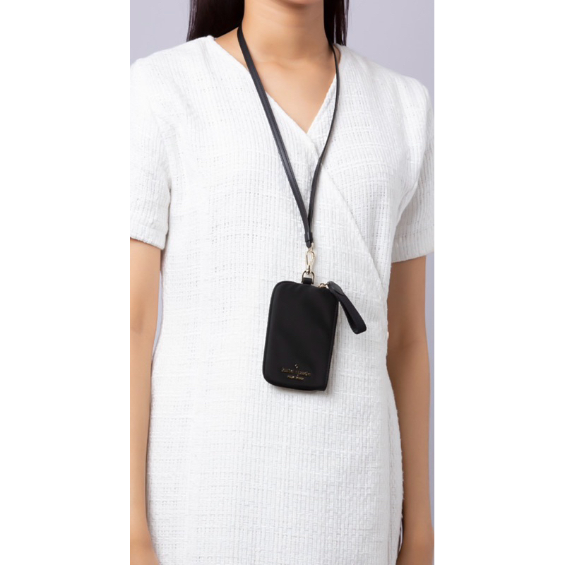

READY !! KATE SPADE KS CHEALSEA CARD CASE LANYARD BLACK NEW WITH TAG !! ORIGINAL AUTHENTIC