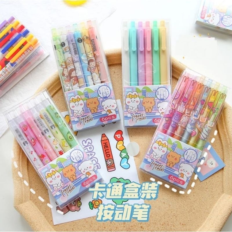 

Pulpen Gel Mekanik Karakter Lucu 1 Kotak Dapat 6Pcs / Set Pulpen Gel 6Pcs / Ballpoint Mekanik Karakter