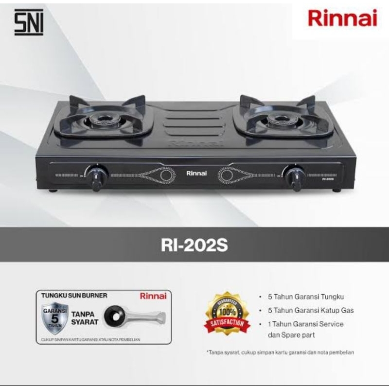 KOMPOR GAS RINNAI 2 TUNGKU RI-202S CEFLON SUN BURNER