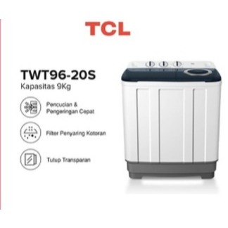 TCL Mesin Cuci 2 Tabung 9KG TCL TWT96-20S Mesin cuci 2 Tabung Kapasitas Besar Mesin Cuci Twin Tub 9k