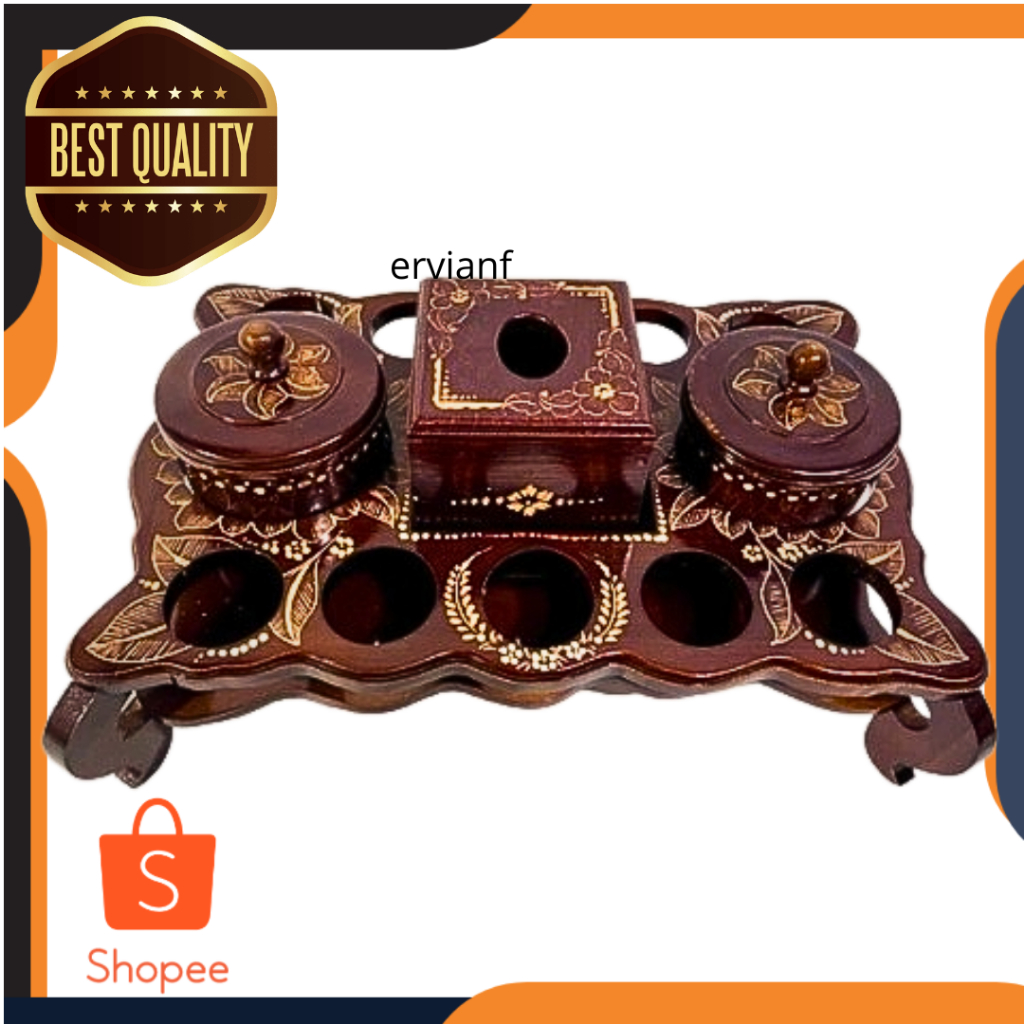 TEMPAT AQUA GELAS SET TOPLES + TEMPAT TISU DARI KAYU JATI / Tempat Aqua Gelas Kayu Jati