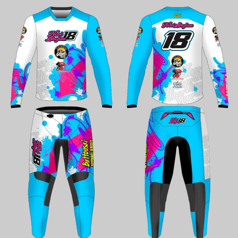 Baju Jersey Set Racing Trail Motocross Trabas Grasstrack Custom Design (Celana Strech Premium)