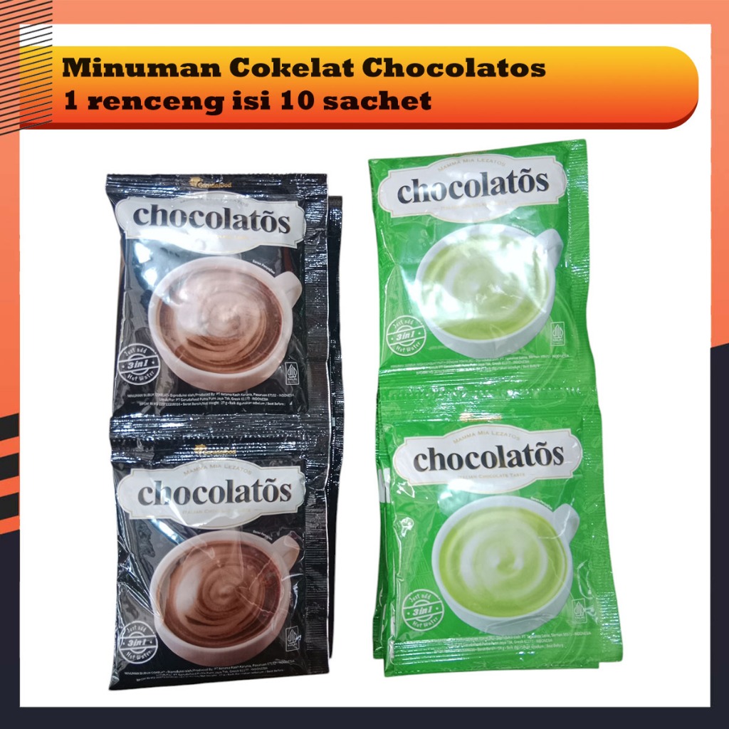 

Chocolatos Drink @28g Minuman Coklat Matcha 1 Renceng Isi 10 Sachet