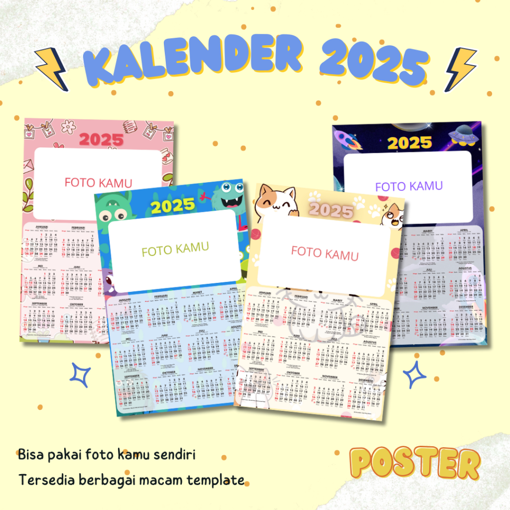 

[A3+] Kalender Dinding 2025 Kalender 12 Bulanan Custom Foto Murah