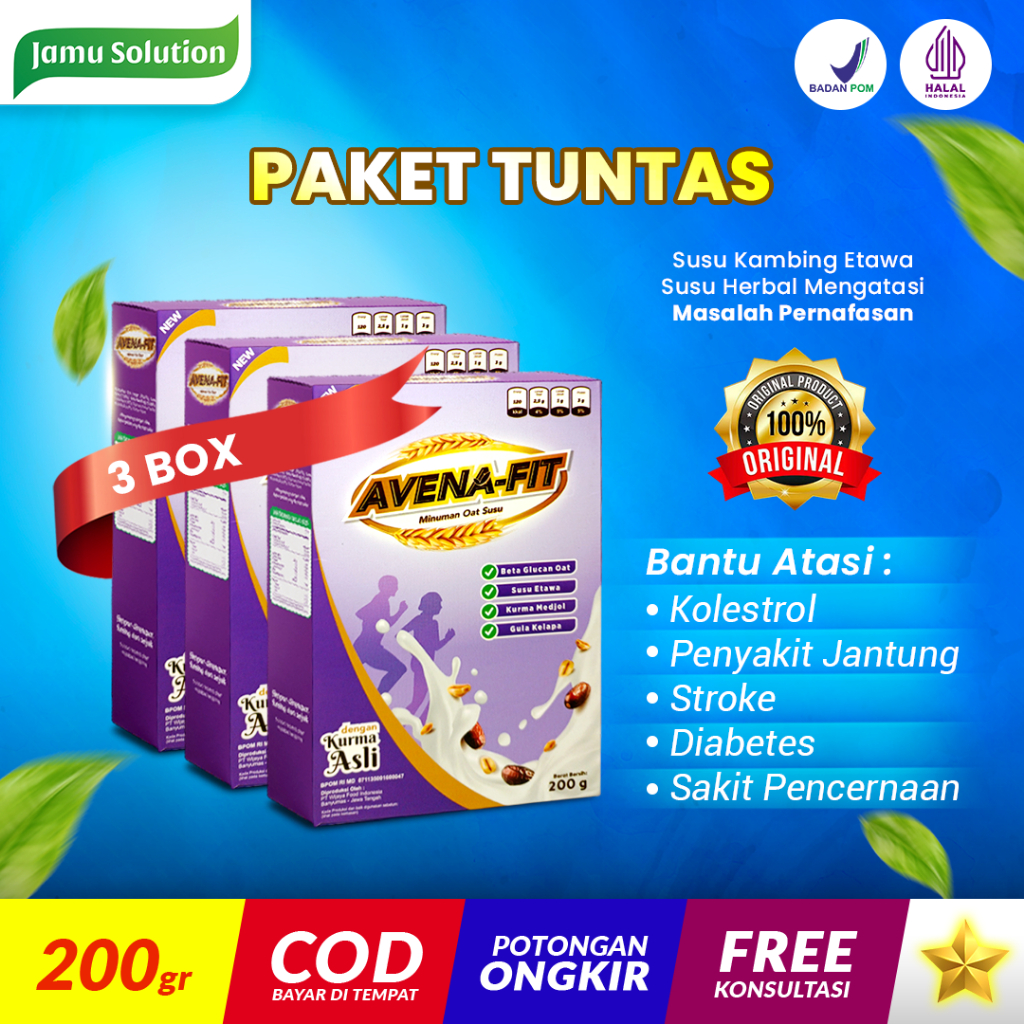 

Sereal Granola Oat AVENAFIT Susu Kambing Etawa OBAT KOLESTROL 3 Box