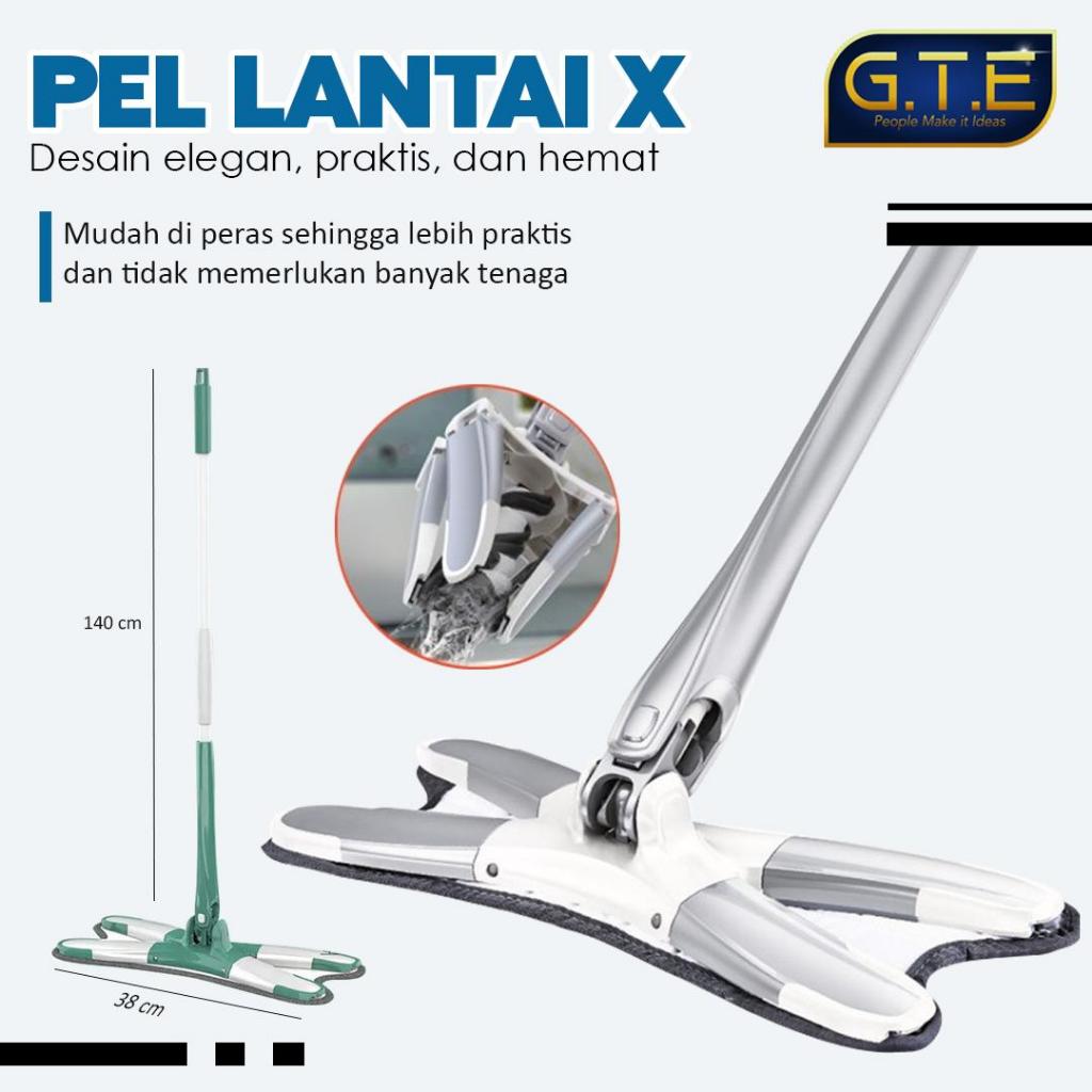 Alat Pel peras Praktis mop magic bentuk Light X-shape Mop/ pel putar twist mop