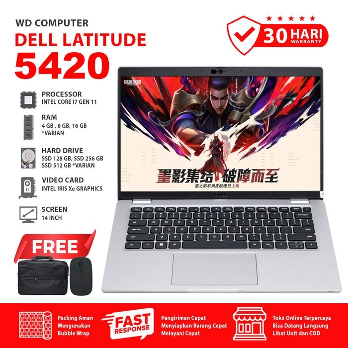 Laptop Dell Latitude 5420 core i7 gen 11 | Upgradeable | Layar 14 inch | Windows 11