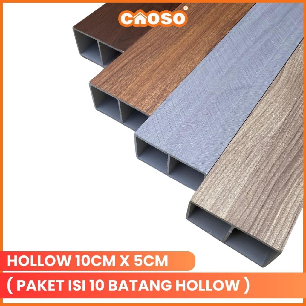 (Paket 10 Batang) Hollow kisi kisi wpc kotak pembatasan dinding 50x50/50x100