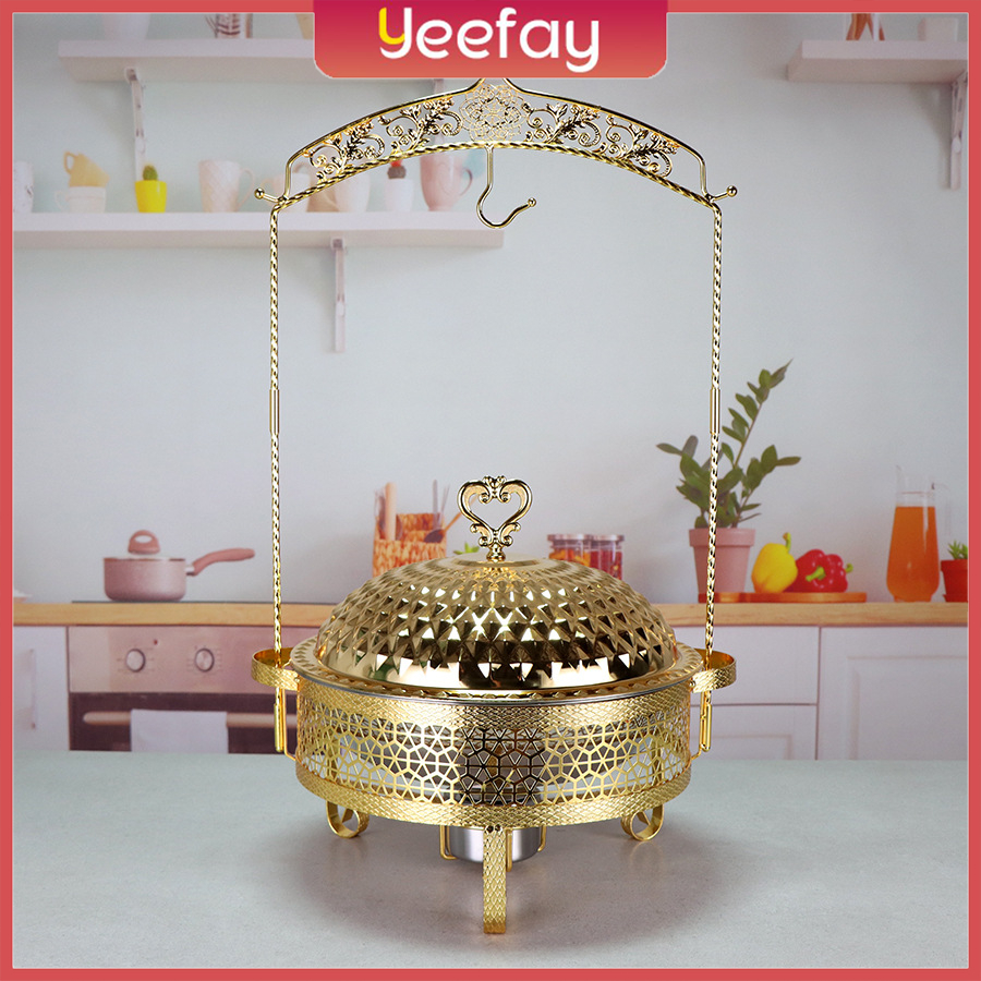 ✨Ready stock✨Food Warmer 8L Kenduri Panci Prasmanan Bulat GOLD Chafing Dish Prasmanan bukan rolltop 