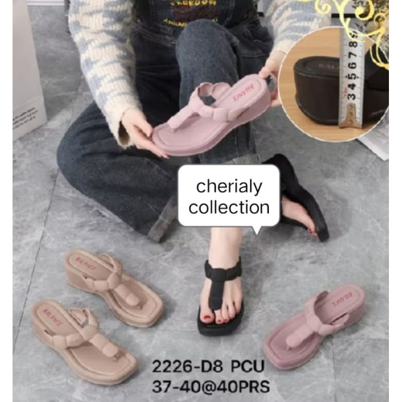 Sandal Wedges Wanita Karet jelly import tinggi 5 cm Model Jepit Balance 2226