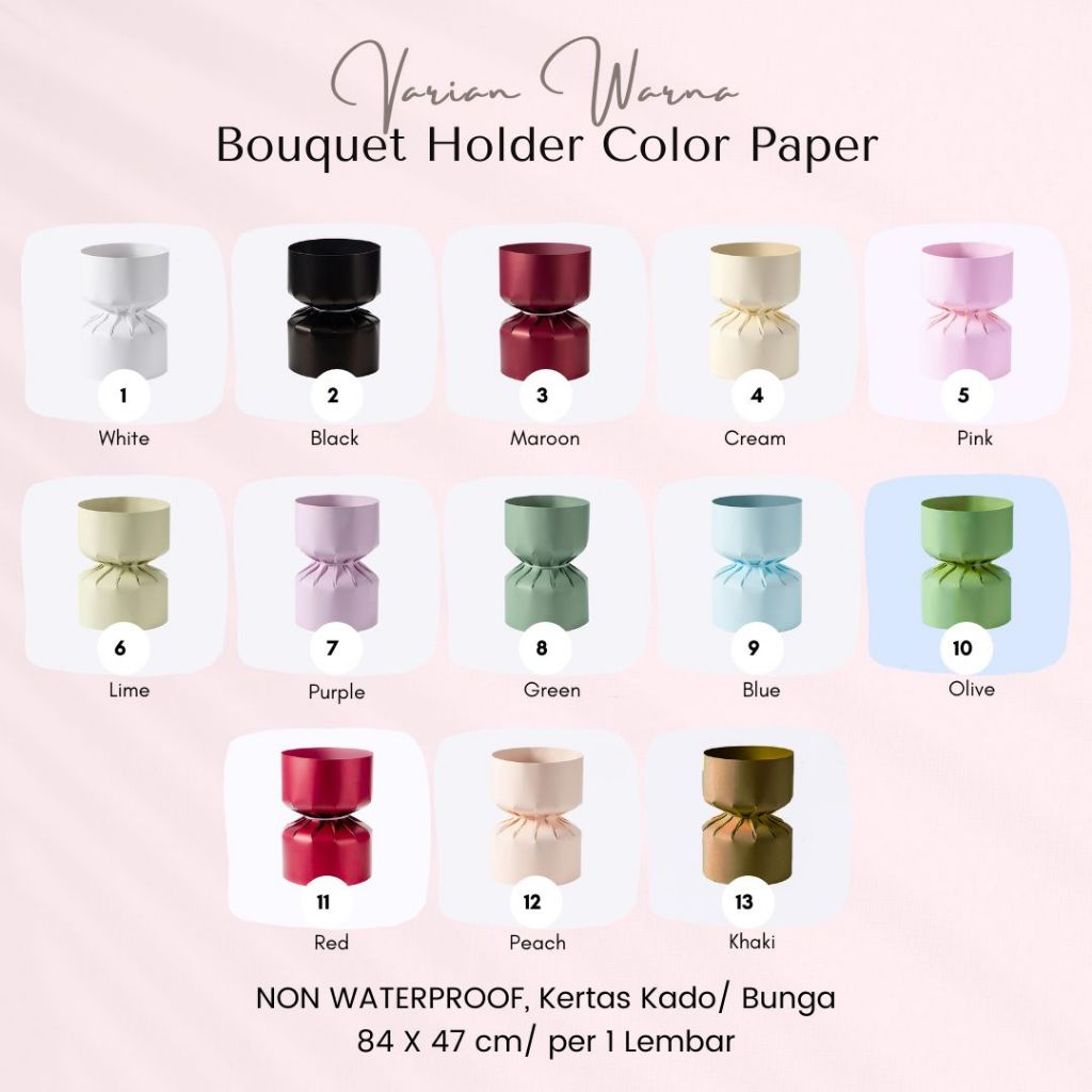 

RB BOUQUET HOLDER COLOR PAPER / TEMPAT BUKET BUNGA / KERTAS BUNGA / CELLOPHANE / FLOWER HOLDER