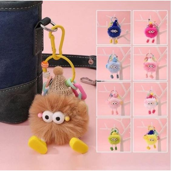 Gantungan Kunci Tas Kecil Boneka Bulu Mewah Keychain Mobil Kreatif Kartun Boneka Mewah Gantungan Kun