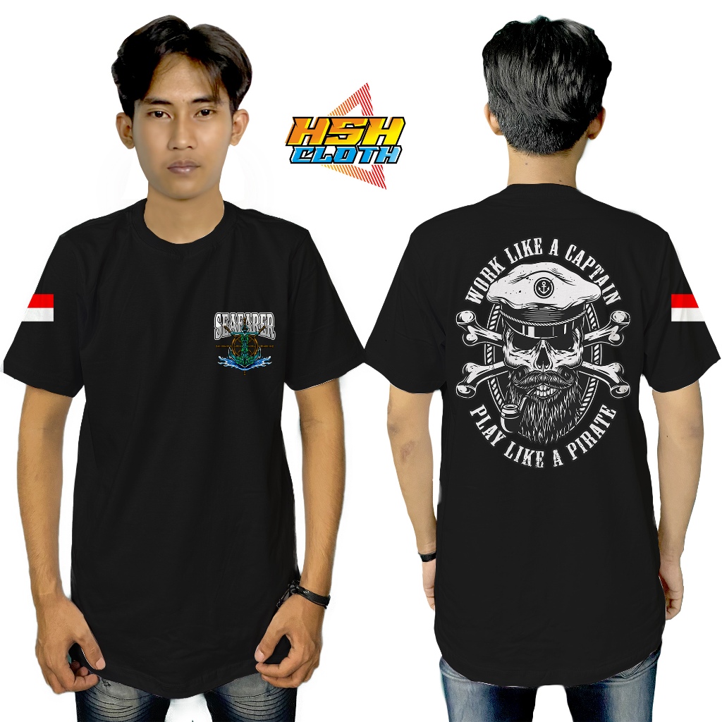 Baju Kaos Distro Pelaut Seafarer Work like A boss New Edition Pelayaran Bisa Custom - HSHCloth