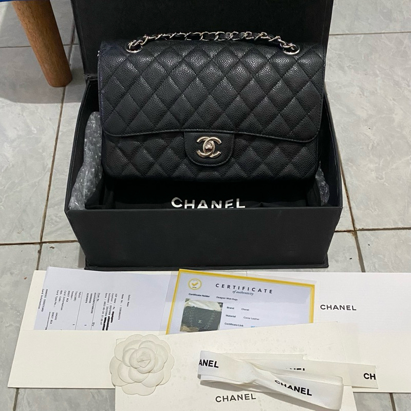 jual rugi chanel classic flap caviar medium SHW