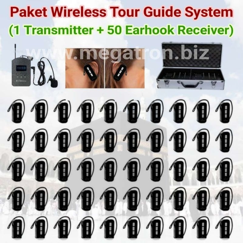 Paket Wireless Tour Guide System 1 Transmitter + 50 Earhook Receiver + Koper charging (cocok untuk Travel Umroh)