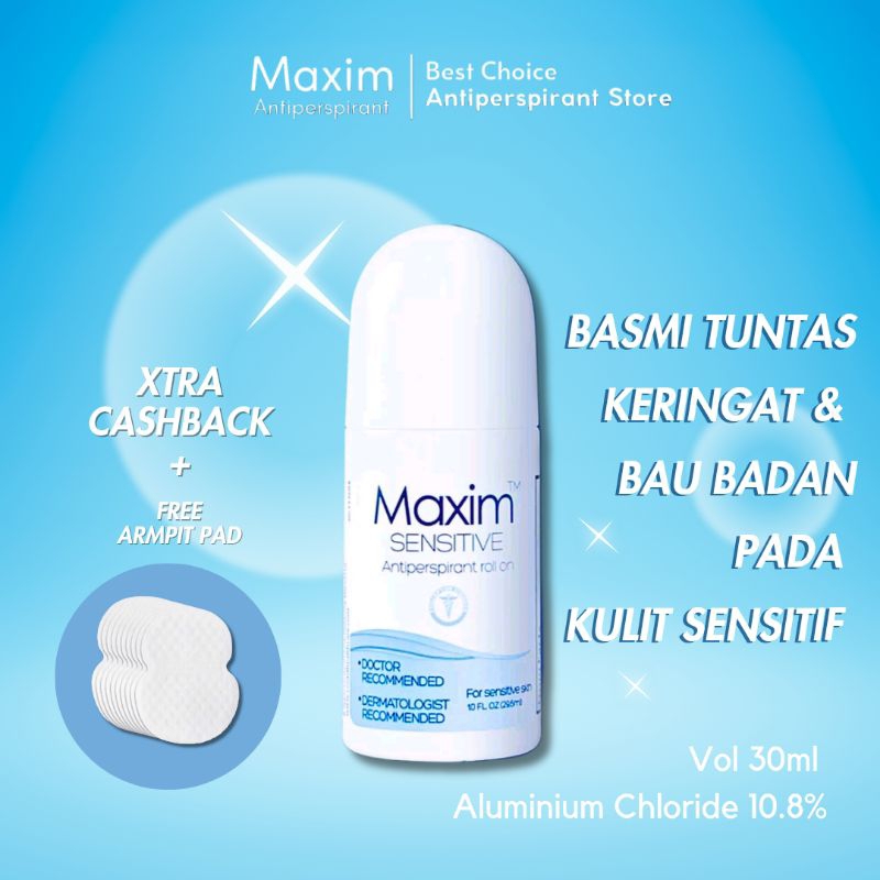 Maxim Antiperspirant Sensitive 30ml - Atasi Keringat Berlebih untuk Kulit Sensitif
