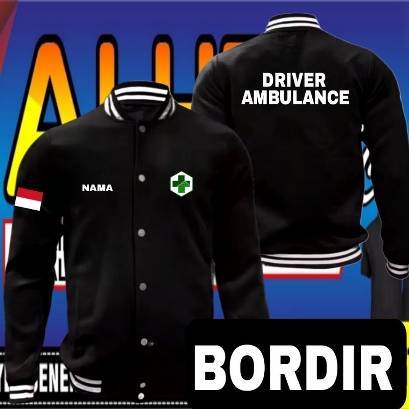 Jaket bordir driver ambulance jaket driver ambulance jaket varsity driver ambulance jaket baseball d