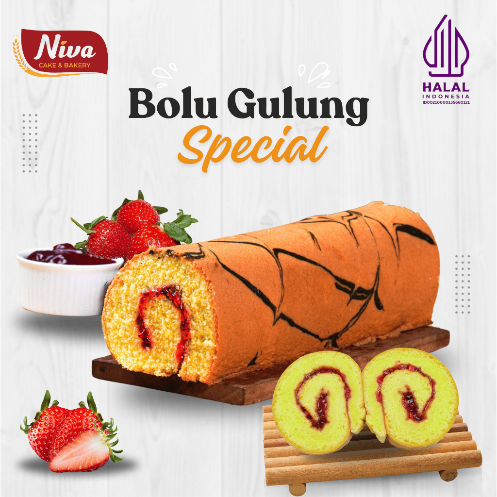 

Bolu Gulung Special - Lembut Rasa Strawberry, Rasa Cokelat & Blueberry , Halal, Murah, Fresh, Lezat