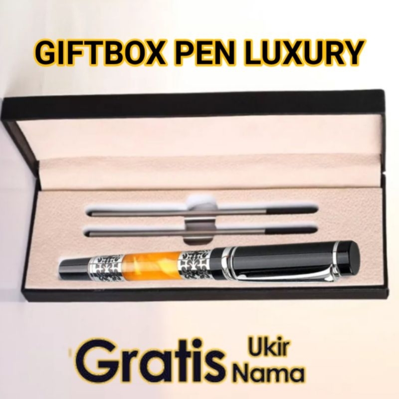 

Pulpen GiftBox Pen Roller Ball Luxury Dengan 2 Refill Pulpen Premium Gratis Grafir Nama Dan Box Exlusive