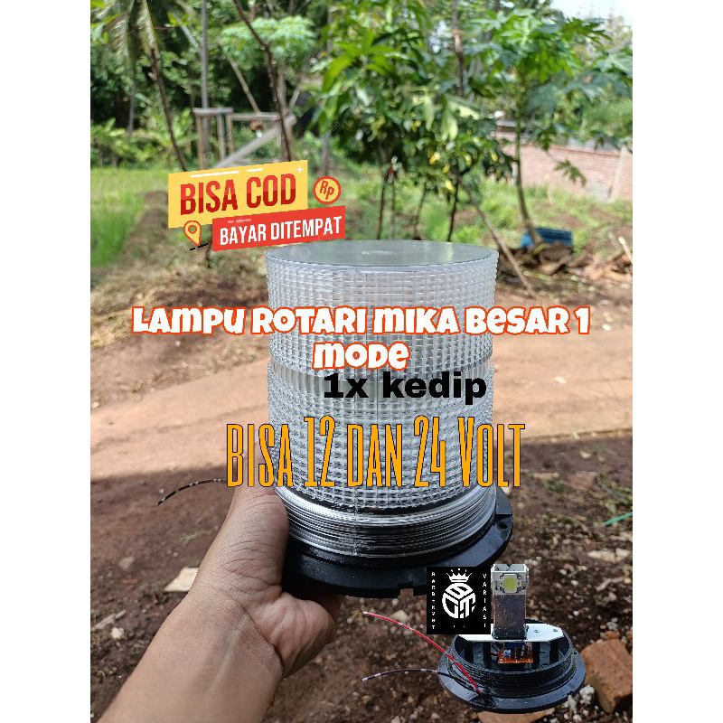 Lampu emergency lampu rotator lampu indikator mika besar 1 mode 1x kedip,12-24 Volt