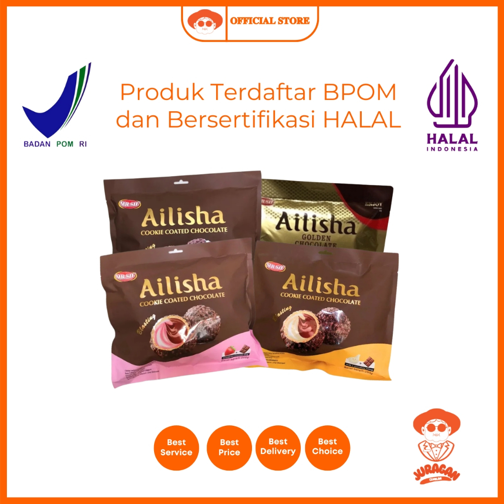 

RB Ailisha Golden Chocolate 200g Ailisha Cookie Coated Chocolate Coklat Cookies Ball Aneka Rasa