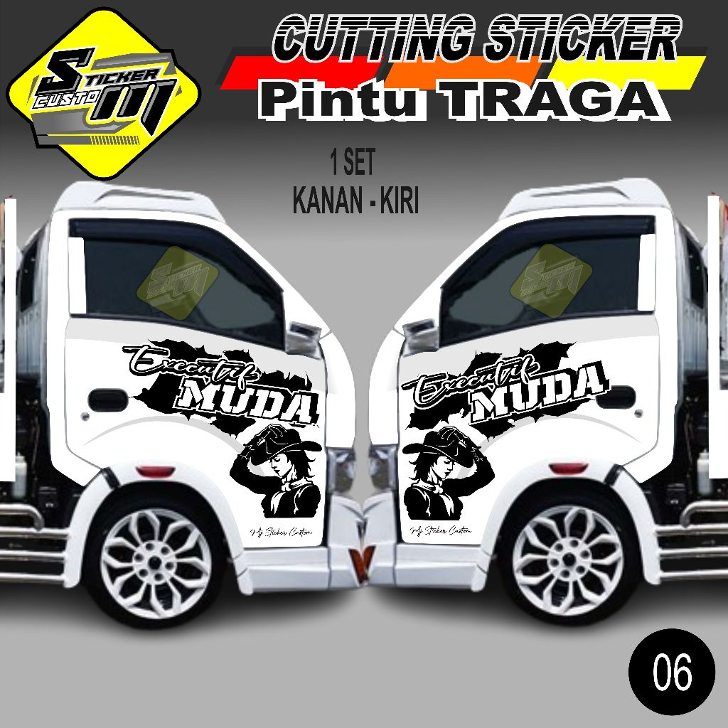 CUTTING STICKER PINTU SAMPING MOBIL PICKUP TRAGA  ,ELF DLL CAPLIN  06